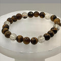 Handcrafted Unique Bracelet - 7" Tigers Eye Clear Quartz __etsy:8012771439