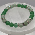 Handcrafted Unique Bracelet - 7" Green Chalcedony with Silver Tone Crystal Spacers __etsy:8012824449