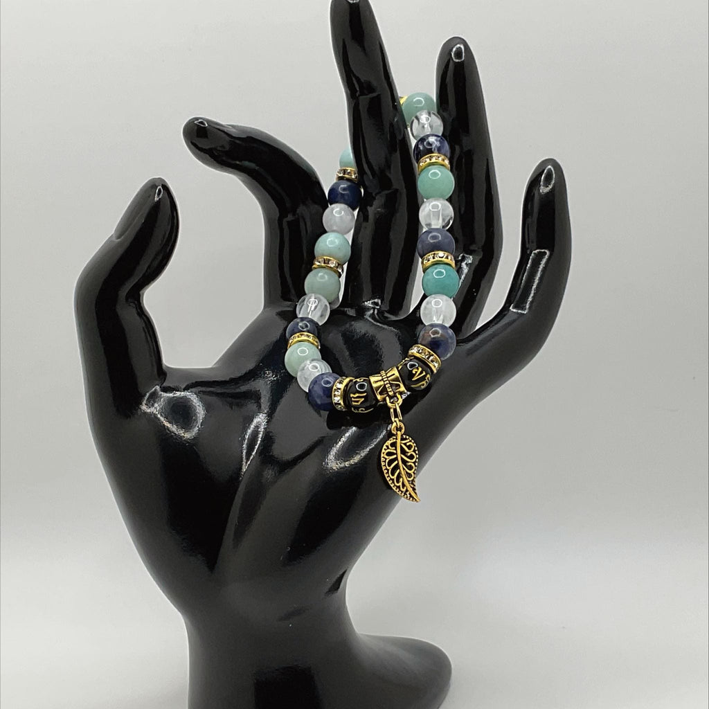 Handcrafted Unique Bracelet - 7" Green Chalcedony Milky Quartz Pixiu Leaf Charm __etsy:8083364832