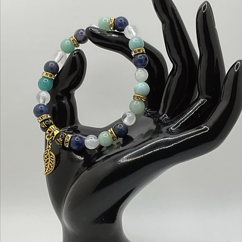 Handcrafted Unique Bracelet - 7" Green Chalcedony Milky Quartz Pixiu Leaf Charm __etsy:8083364836