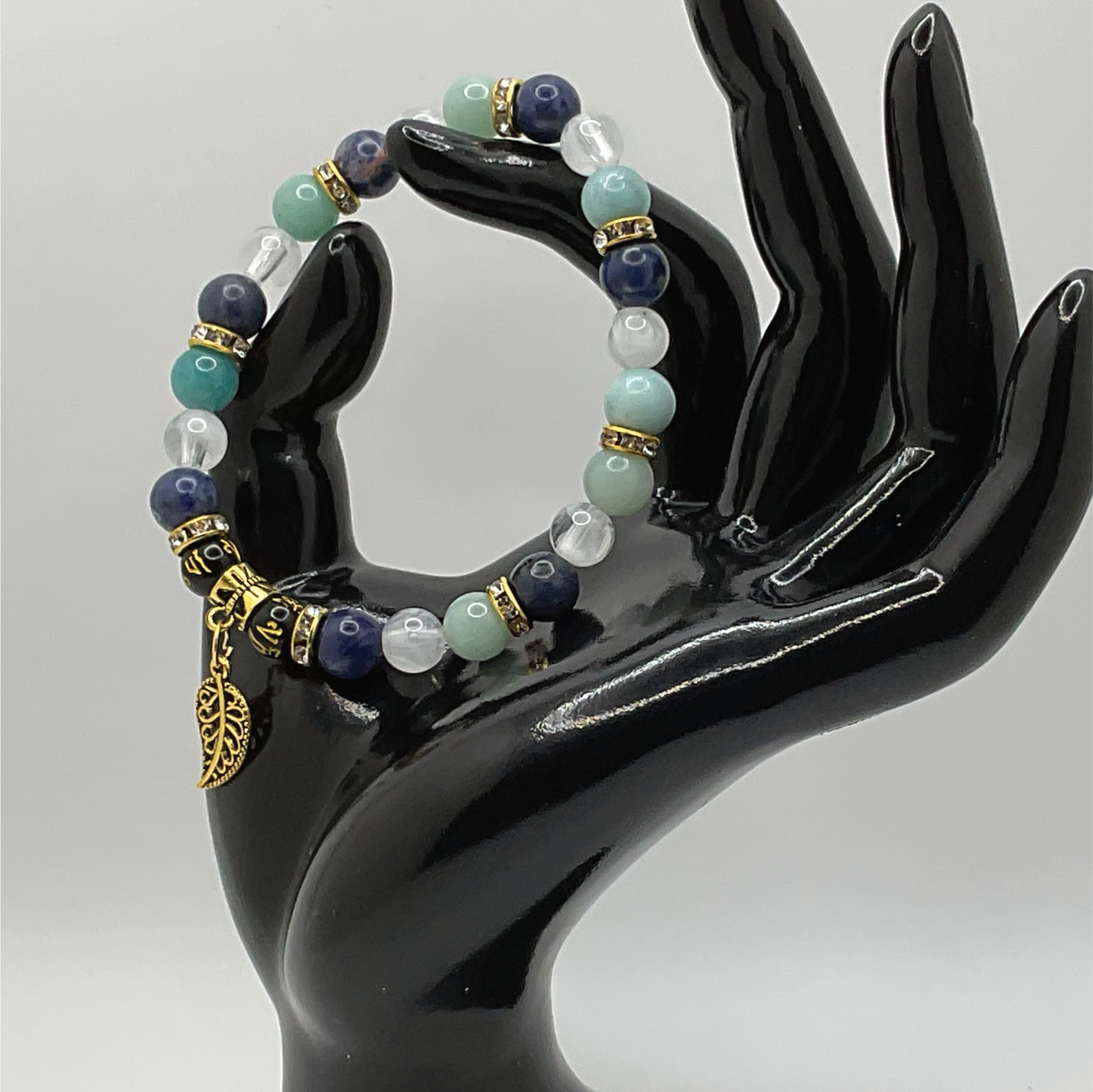 Green Chalcedony Pixiu Bracelet | Prosperity & Heart Healing | Milky Quartz Gold Leaf Jewelry