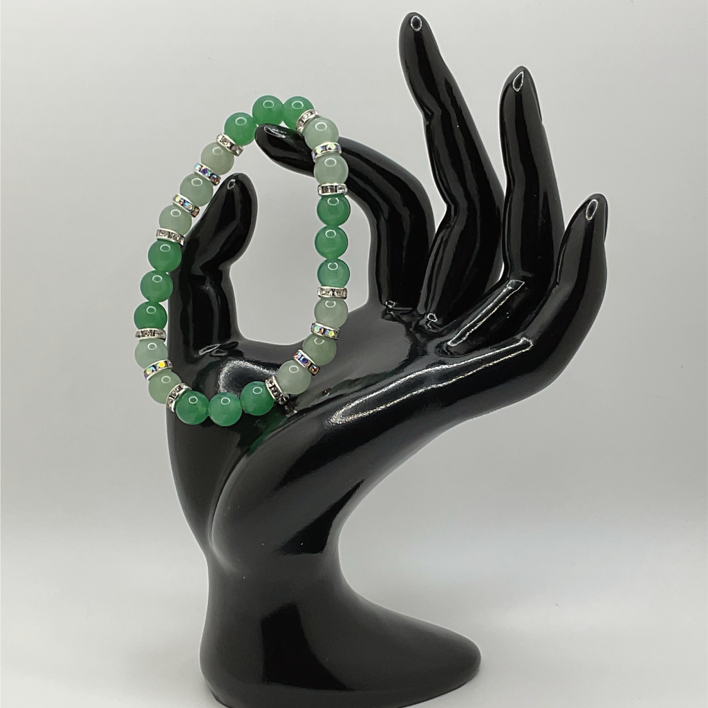 Green Chalcedony Bracelet | Calm & Heart Chakra Healing | Crystal Spacers Gemstone Jewelry