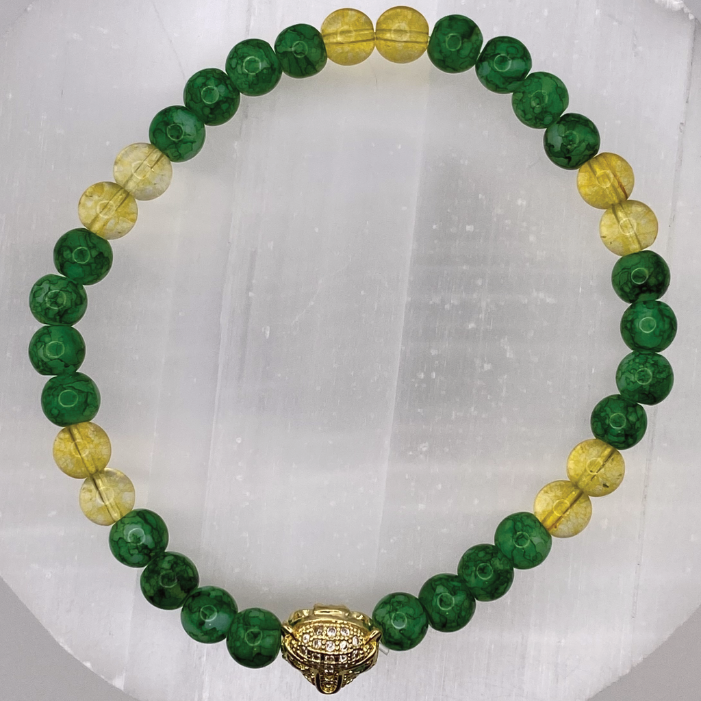 Jadeite Amber Leopard Charm Bracelet