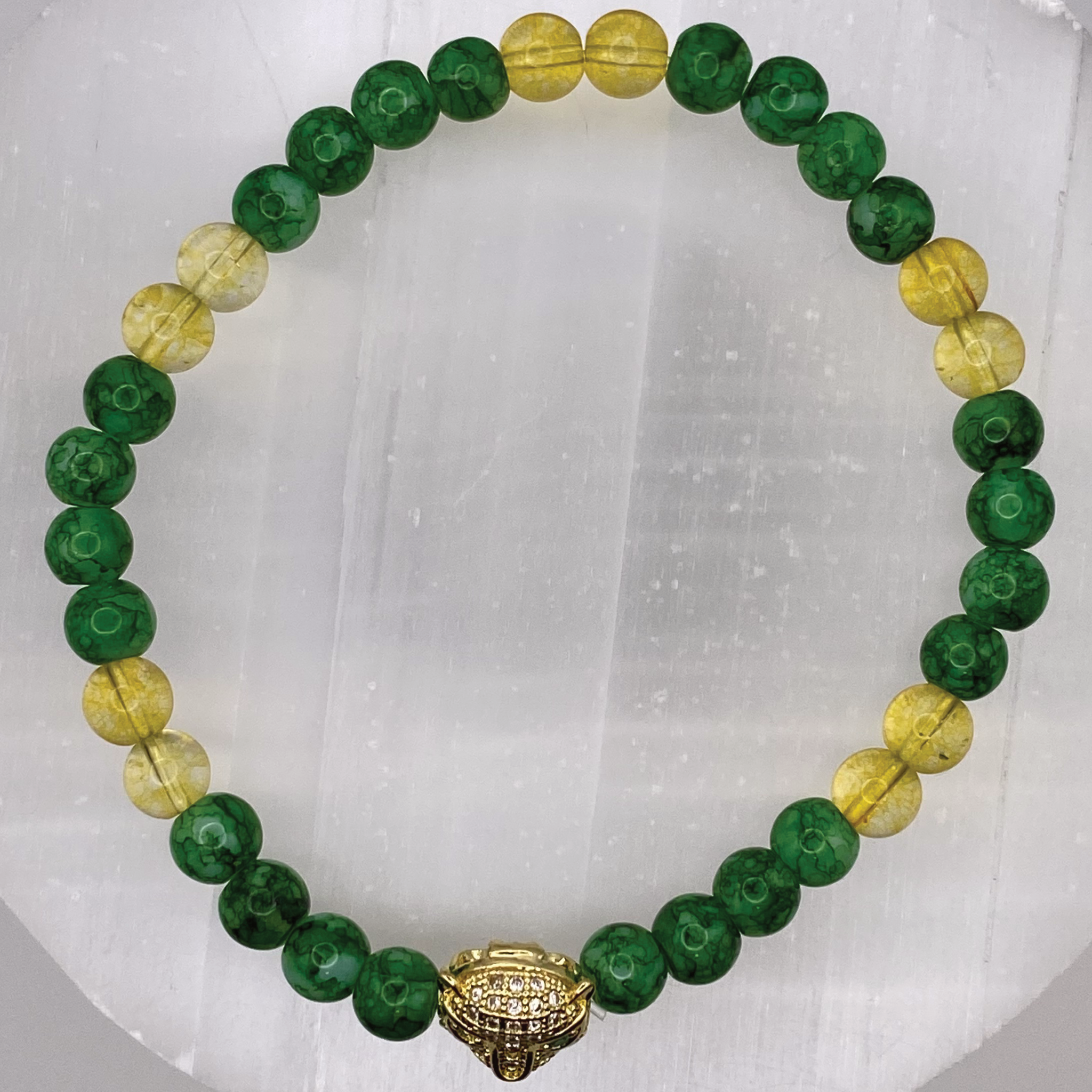 Jadeite Amber Leopard Charm Bracelet