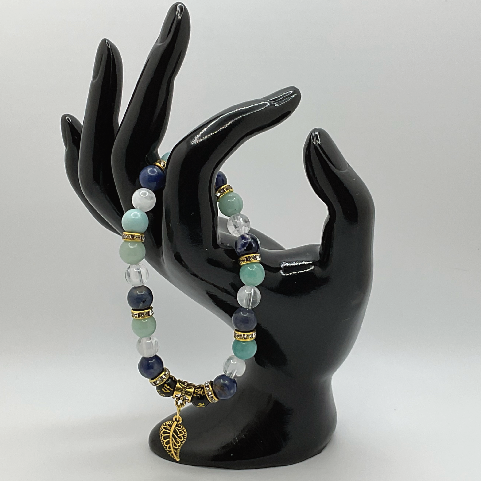 Green Chalcedony Pixiu Bracelet | Prosperity & Heart Healing | Milky Quartz Gold Leaf Jewelry