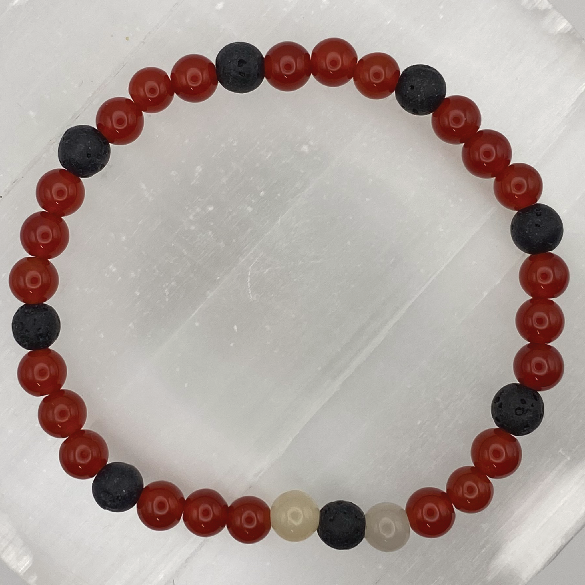 Carnelian Agate Lava Milky Quartz Bracelet