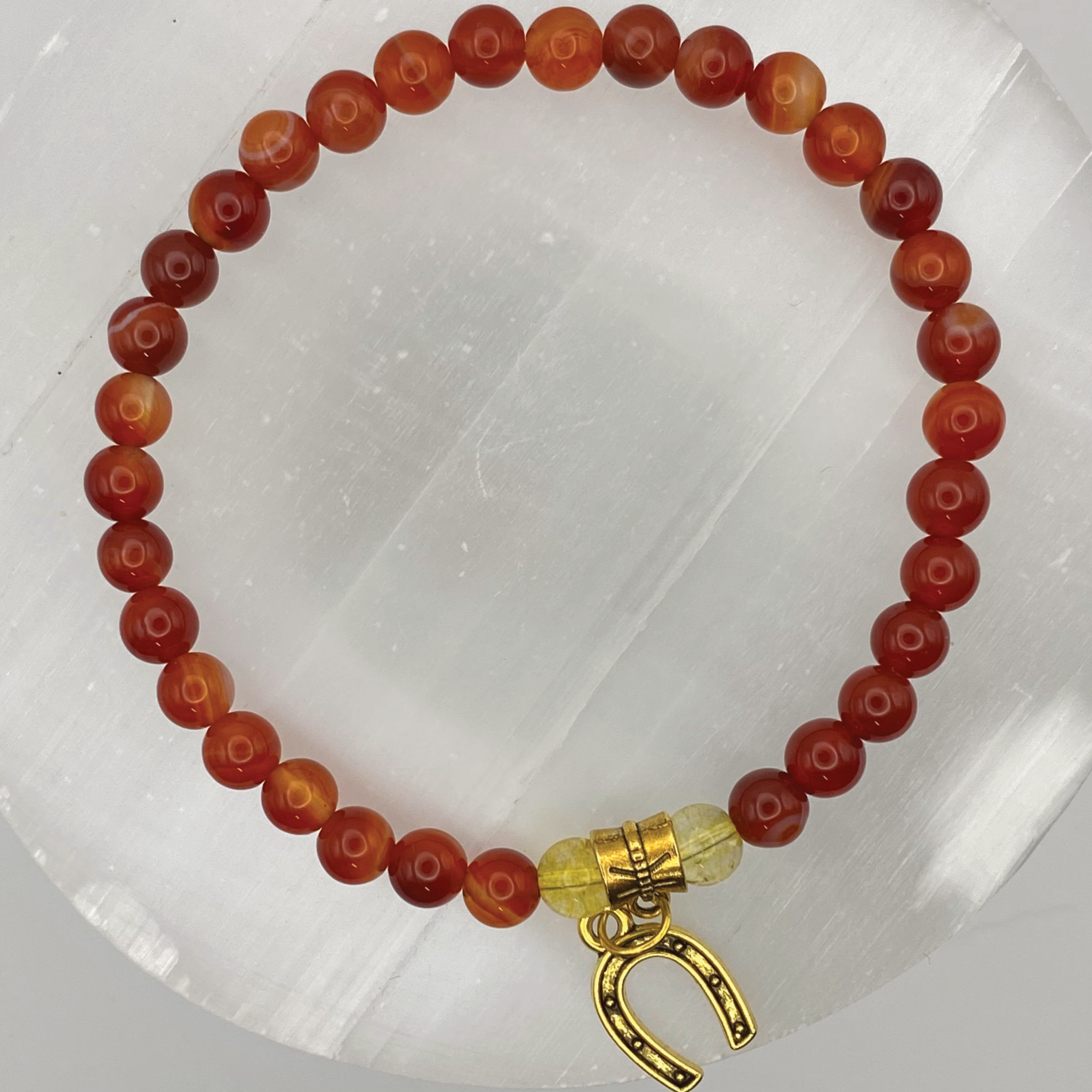 Carnelian Horseshoe Charm Bracelet
