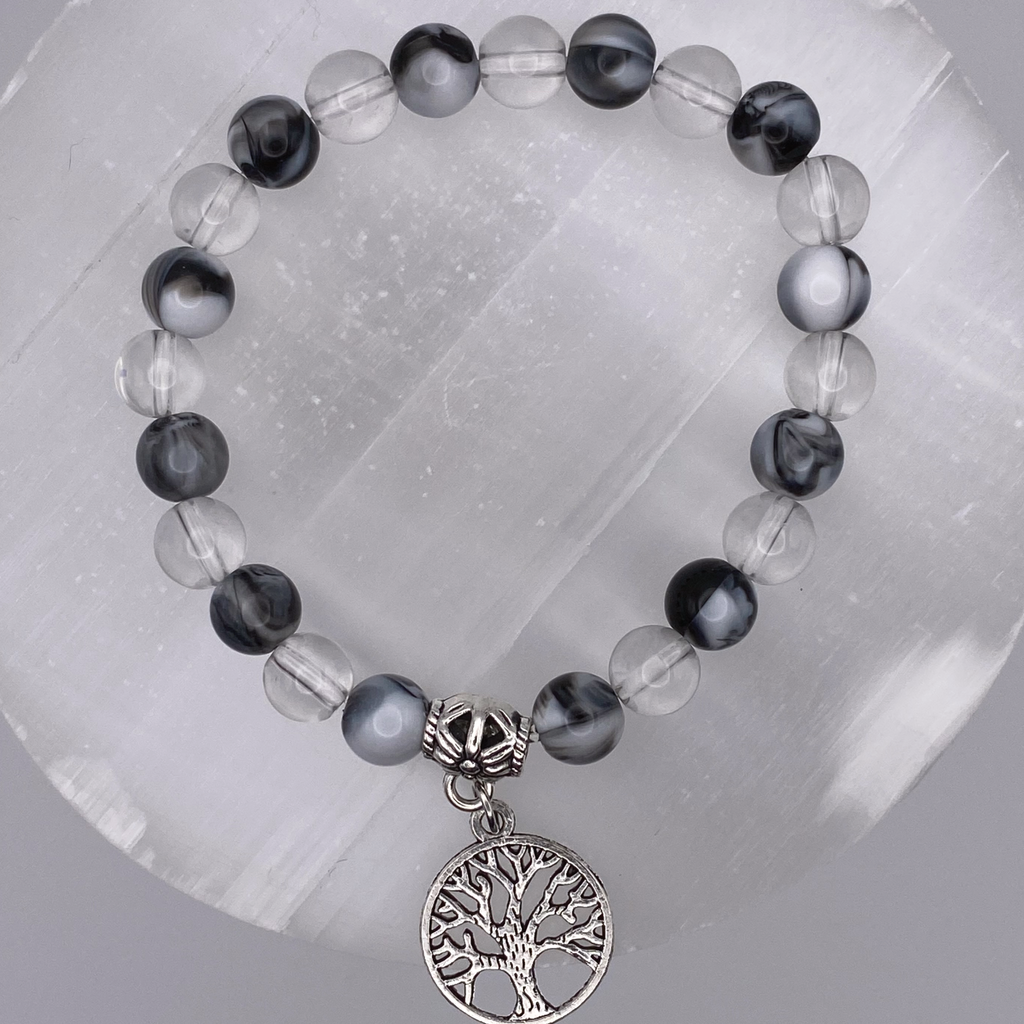 Picasso Stone Clear Quartz Nature Charm Bracelet