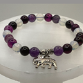 Opalite Amethyst Purple Dragon Vein Agate Elephant Charm Bracelet