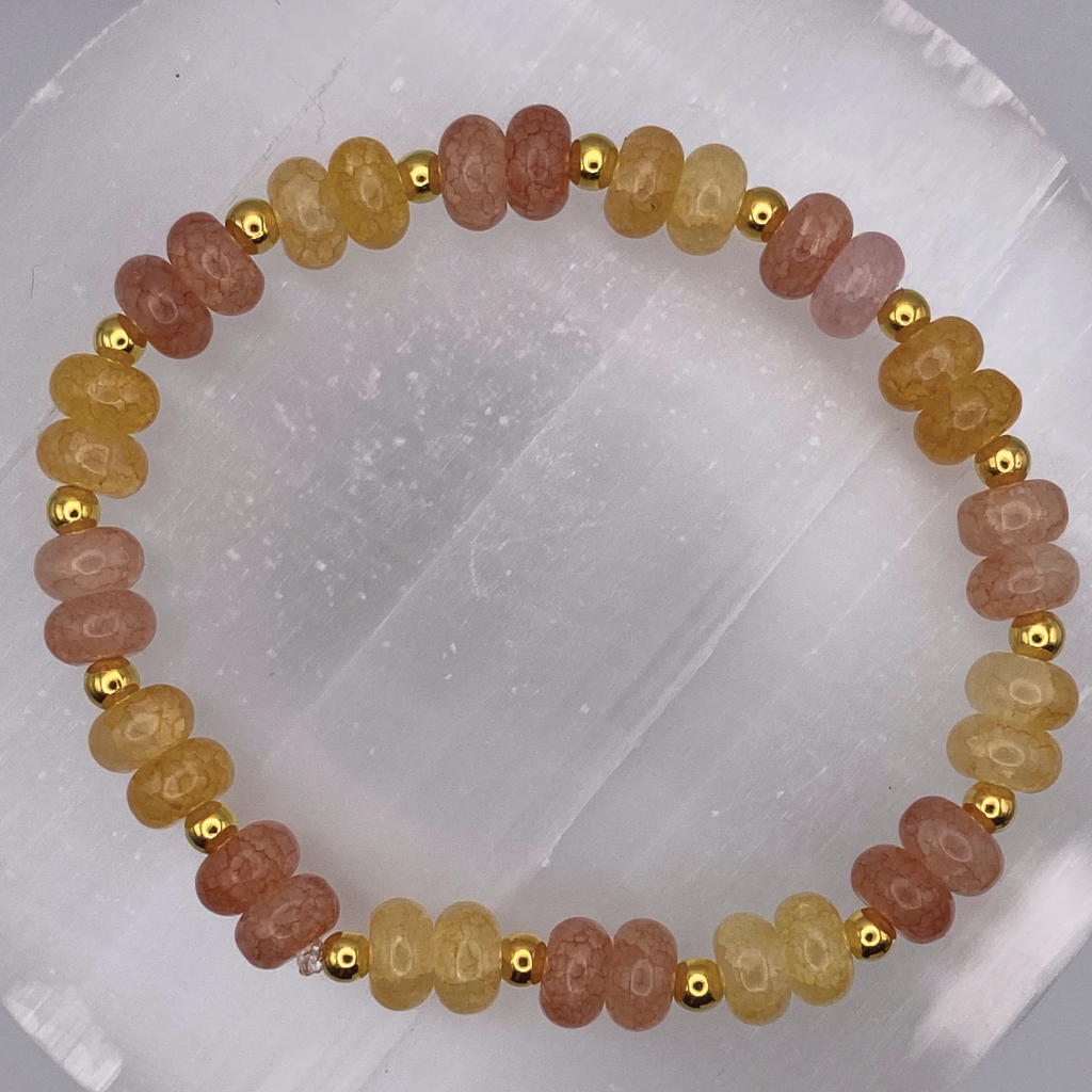 Crackle Quartz Bracelet with Gold Tone Spacers