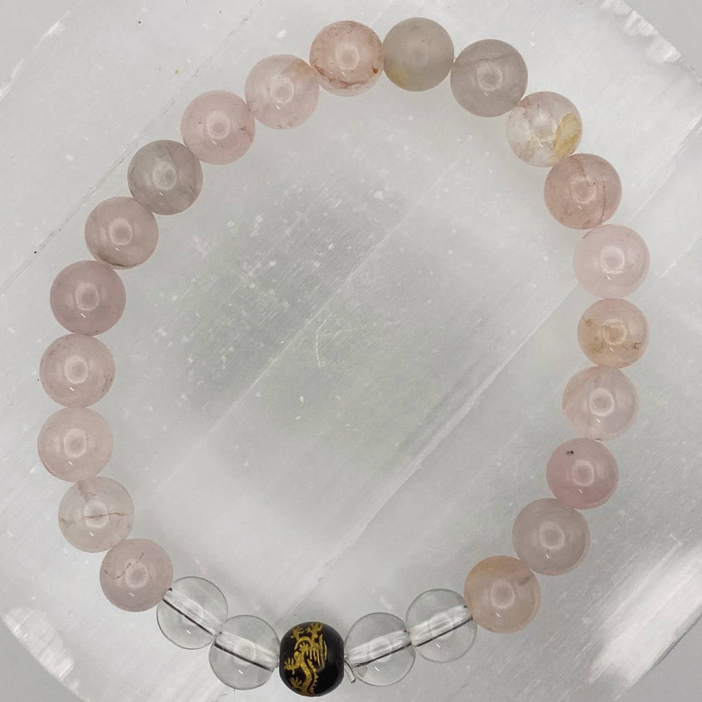 Rose Quartz Clear Quartz Pixiu Bracelet