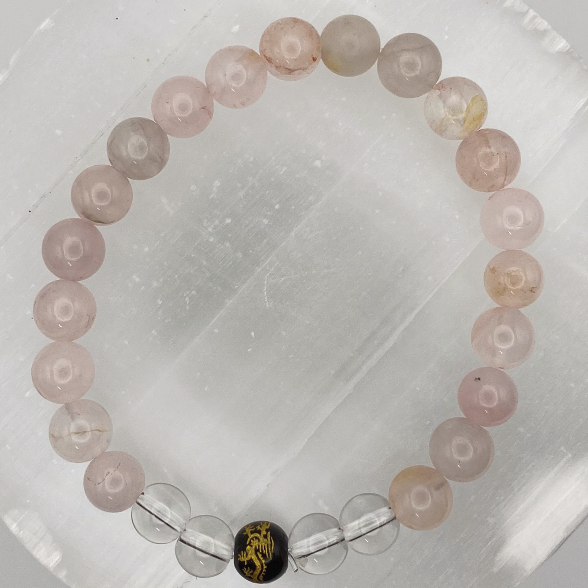 Rose Quartz Clear Quartz Pixiu Bracelet