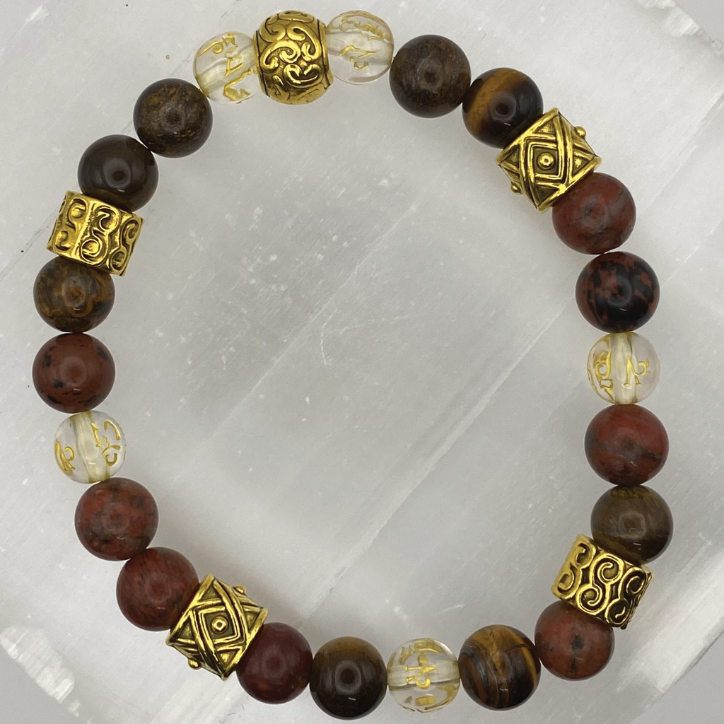 Tiger's Eye Pixiu Bracelet with Gold Tone Spacers
