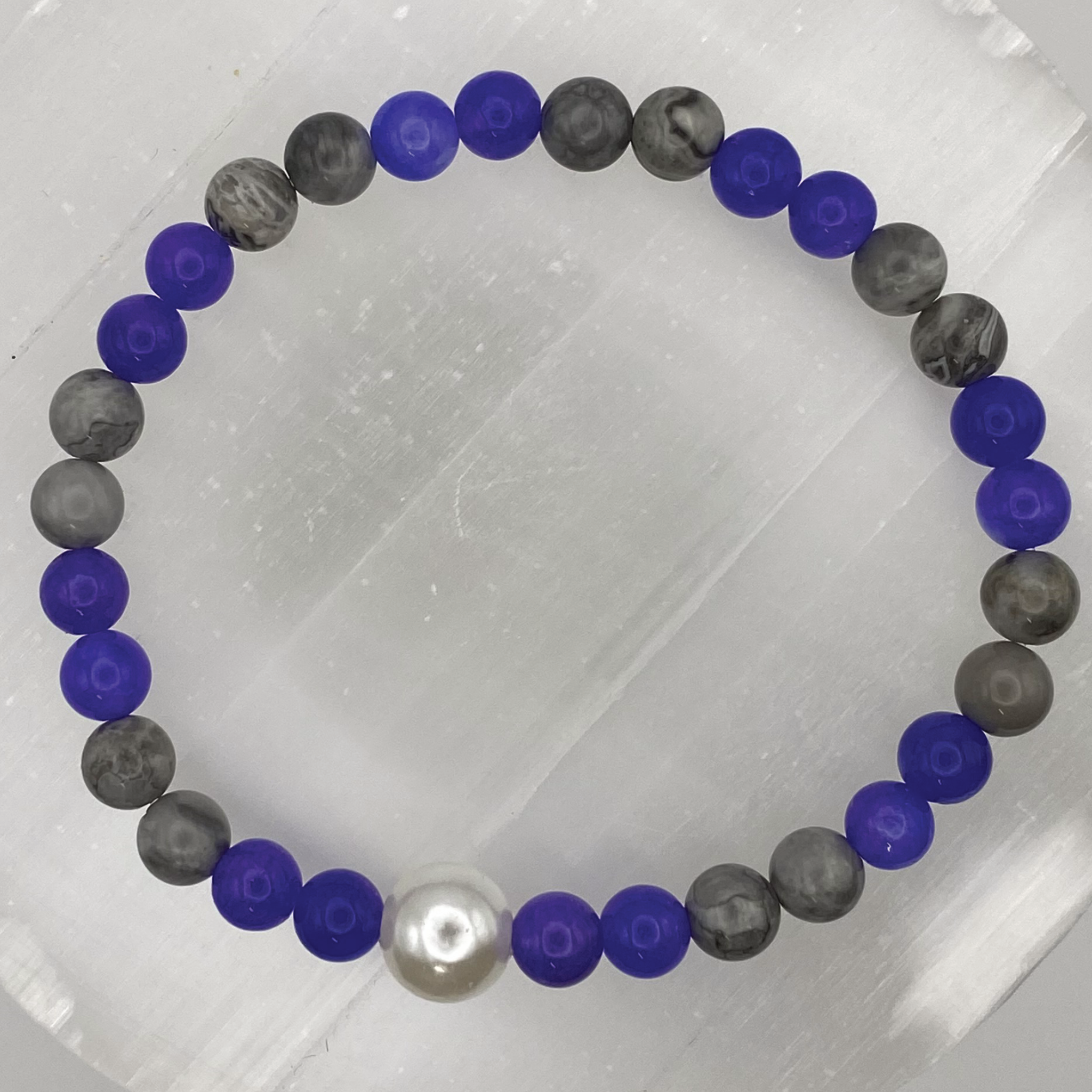 Magnesite Amethyst Imitation Pearl Bracelet