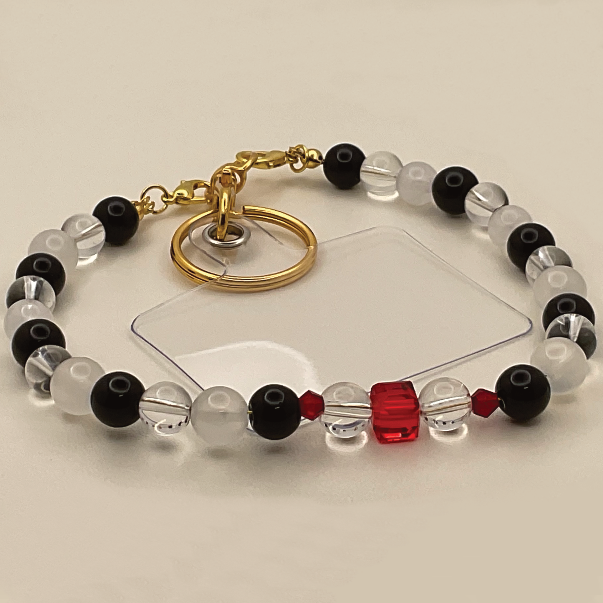 Milky Quartz Clear Quartz Black Agate Red Crystal Phone Strap