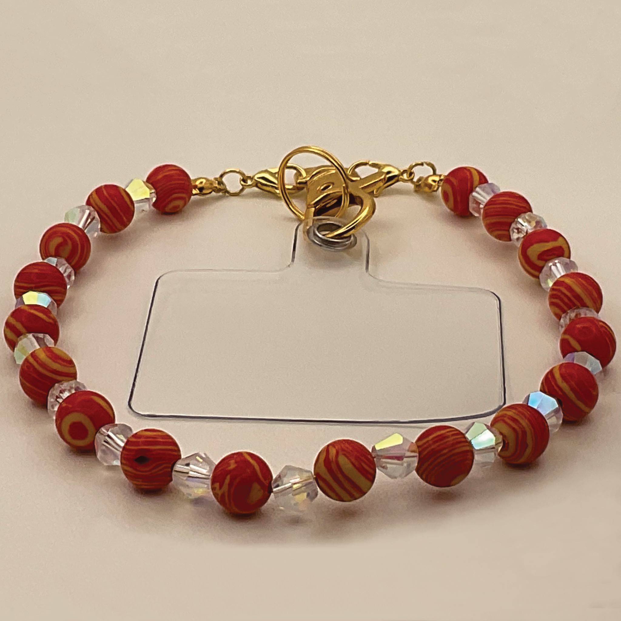 Carnelian Agate Clear Crystal Phone Strap