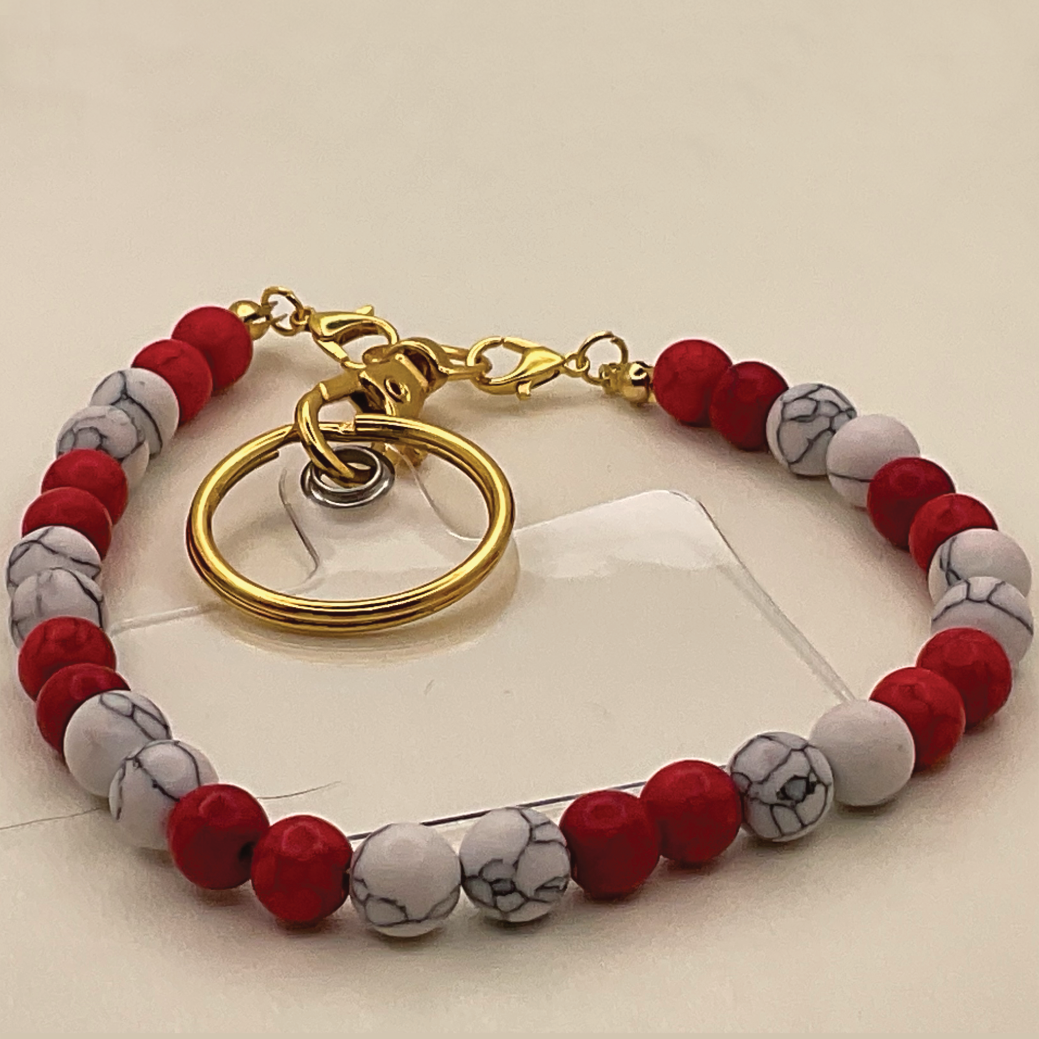 Red White Howlite Phone Strap