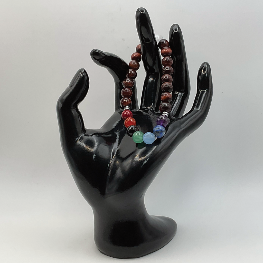 Tiger's Eye Chakra Colors Bracelet with Silver Spacers