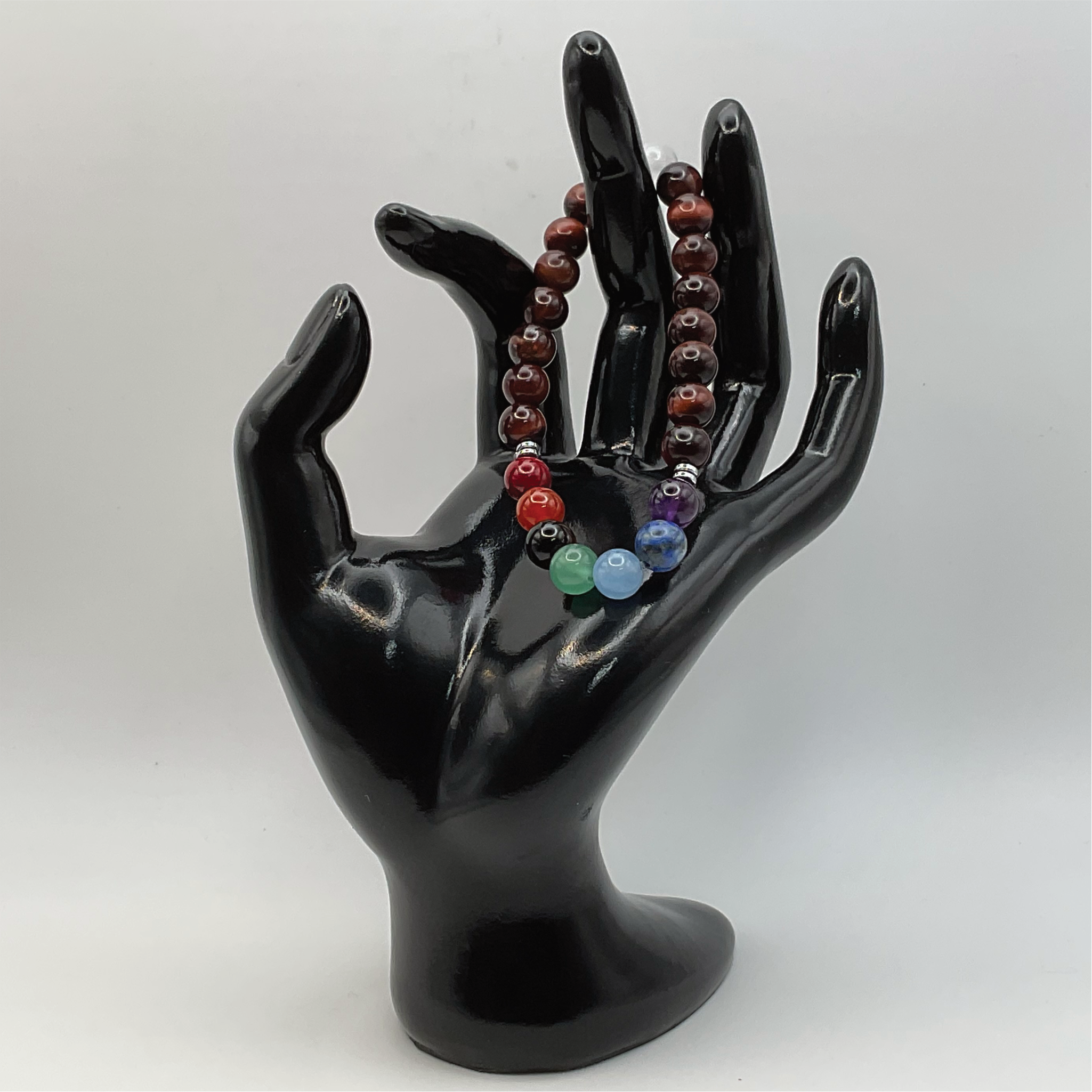 Tiger's Eye Chakra Colors Bracelet with Silver Spacers