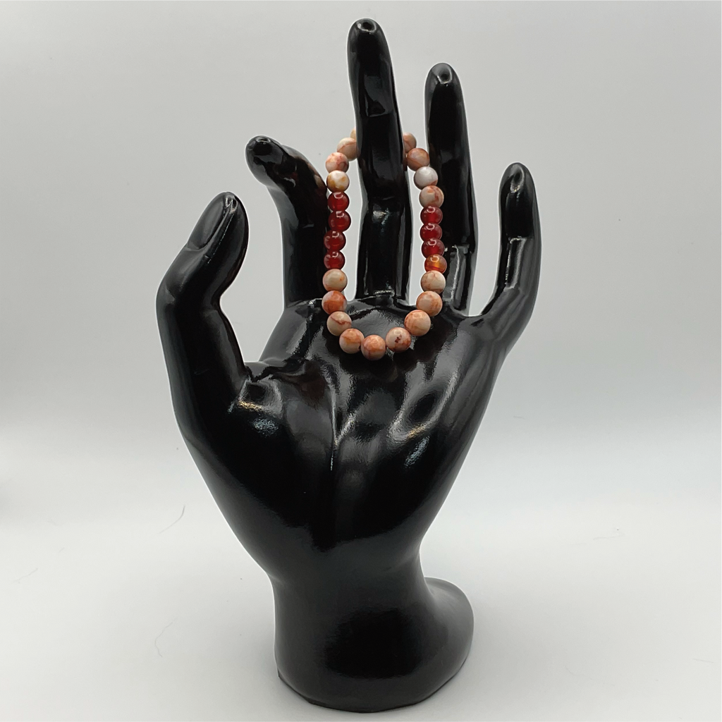14 cm (5.5") Carnelian Agate Chalcedony Agate Bracelet