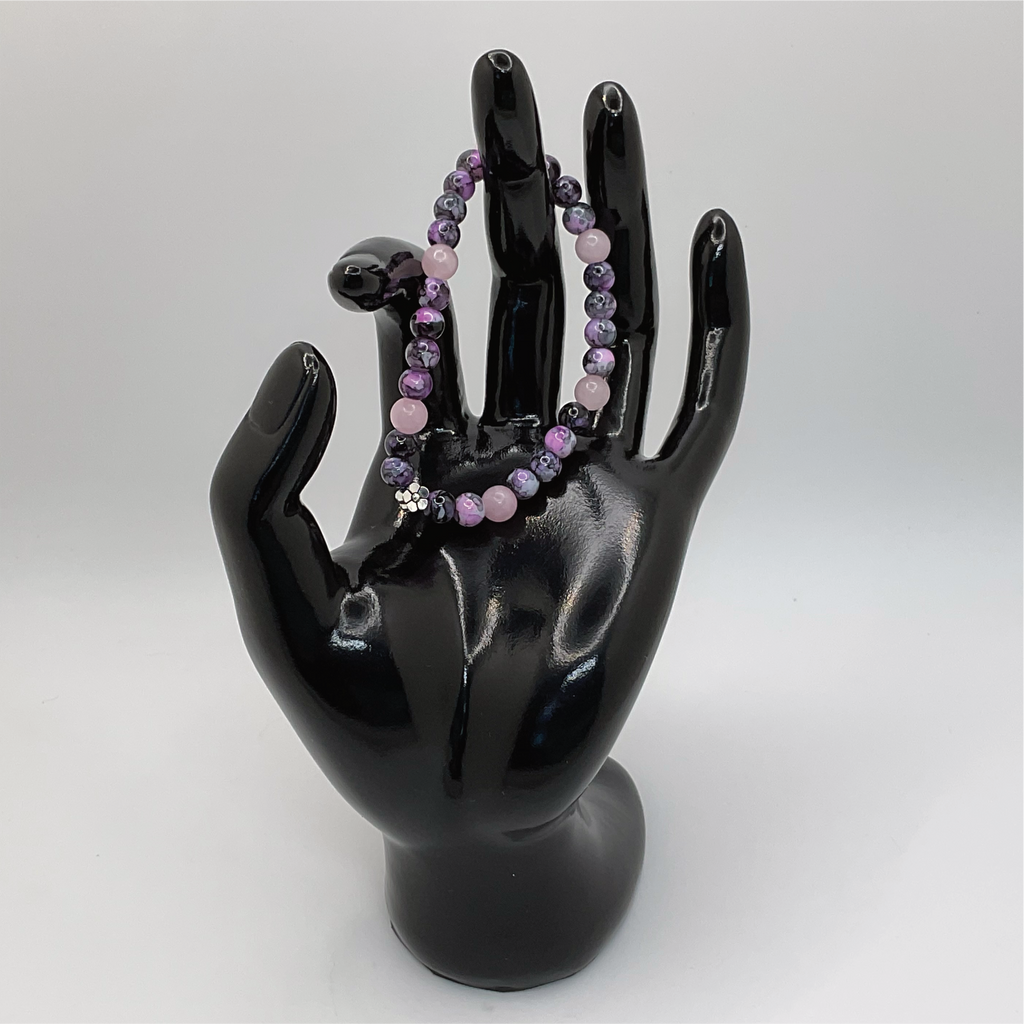 Amethyst Pink Quartz Bracelet with a Silver Spacer