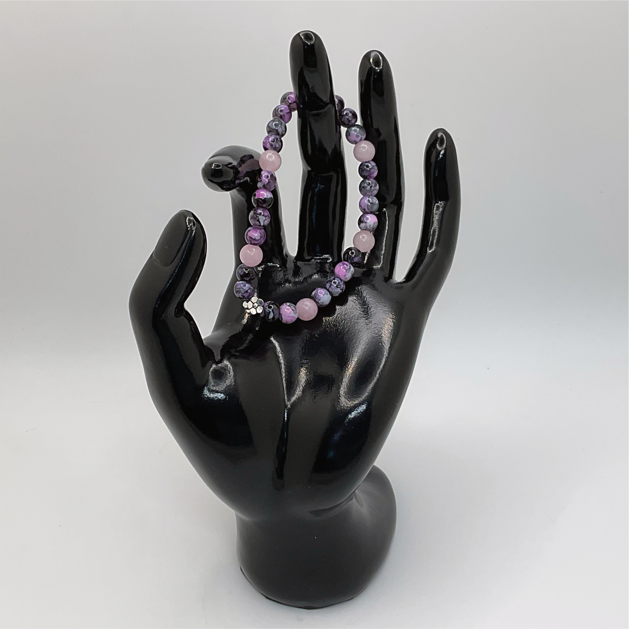 Amethyst Pink Quartz Bracelet with a Silver Spacer