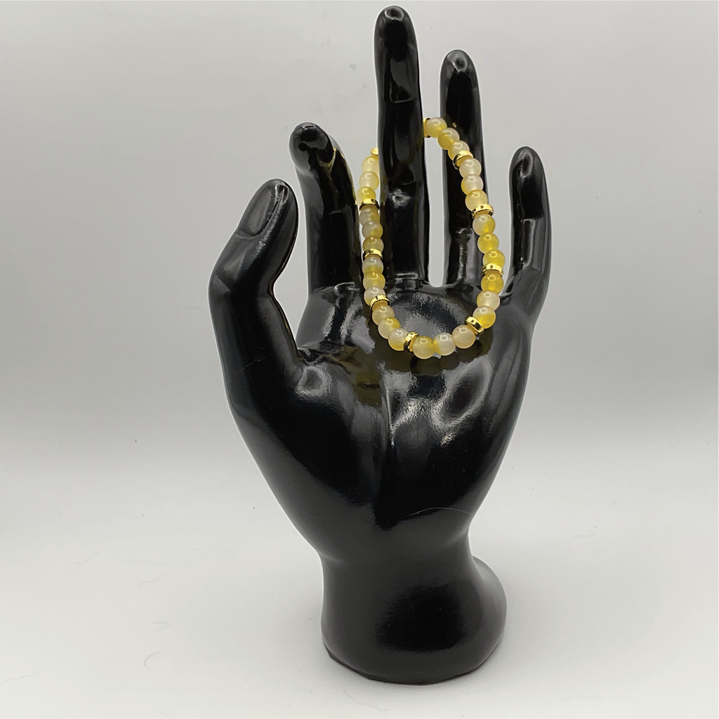 Yellow Glass Bracelet with Gold Disc Spacers
