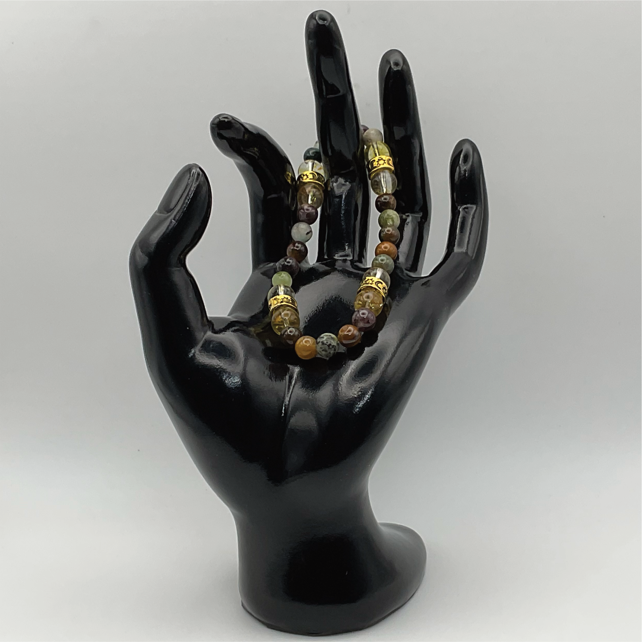 Tree Agate Citrine Bracelet with Gold Spacers