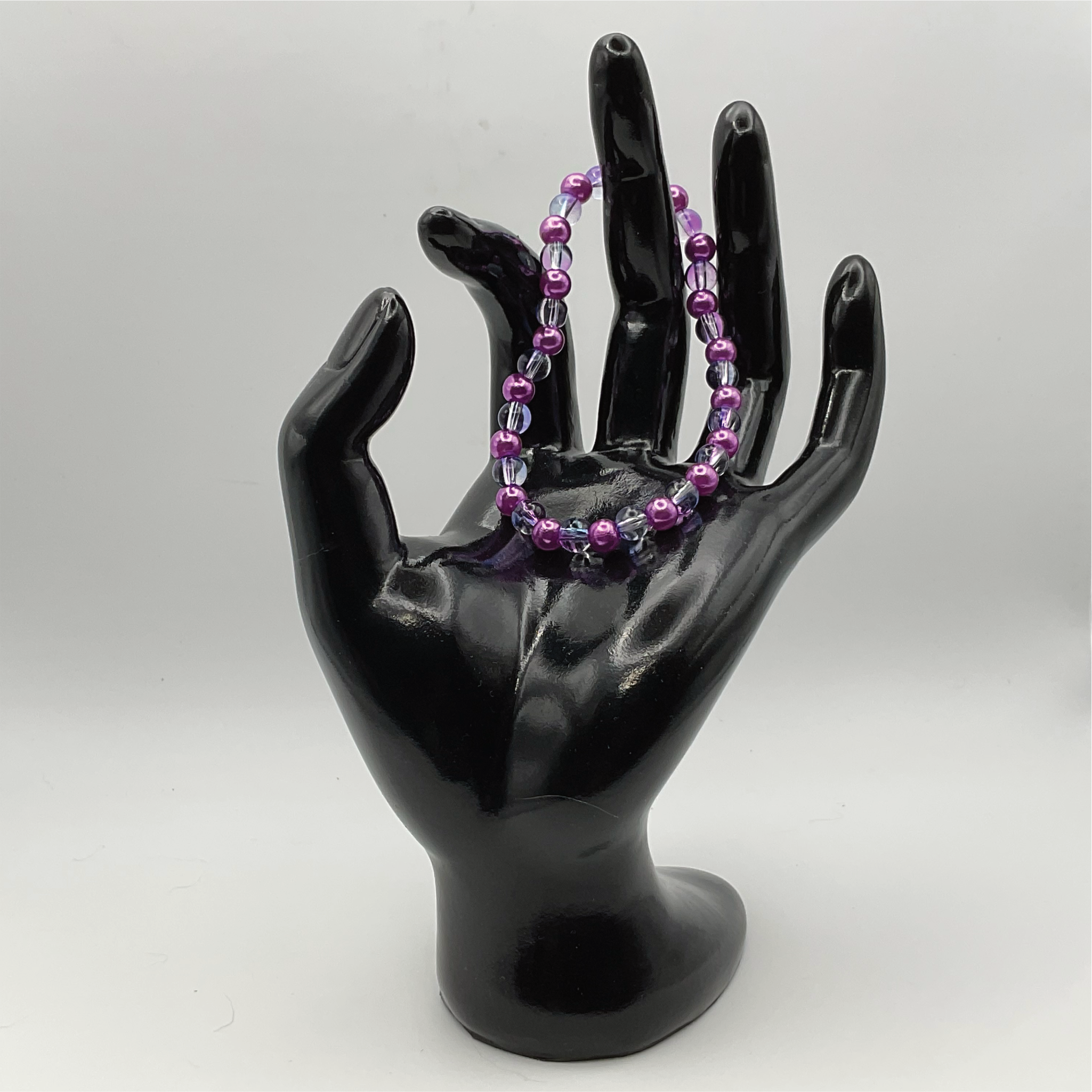 Purple and Clear Glass Bracelet