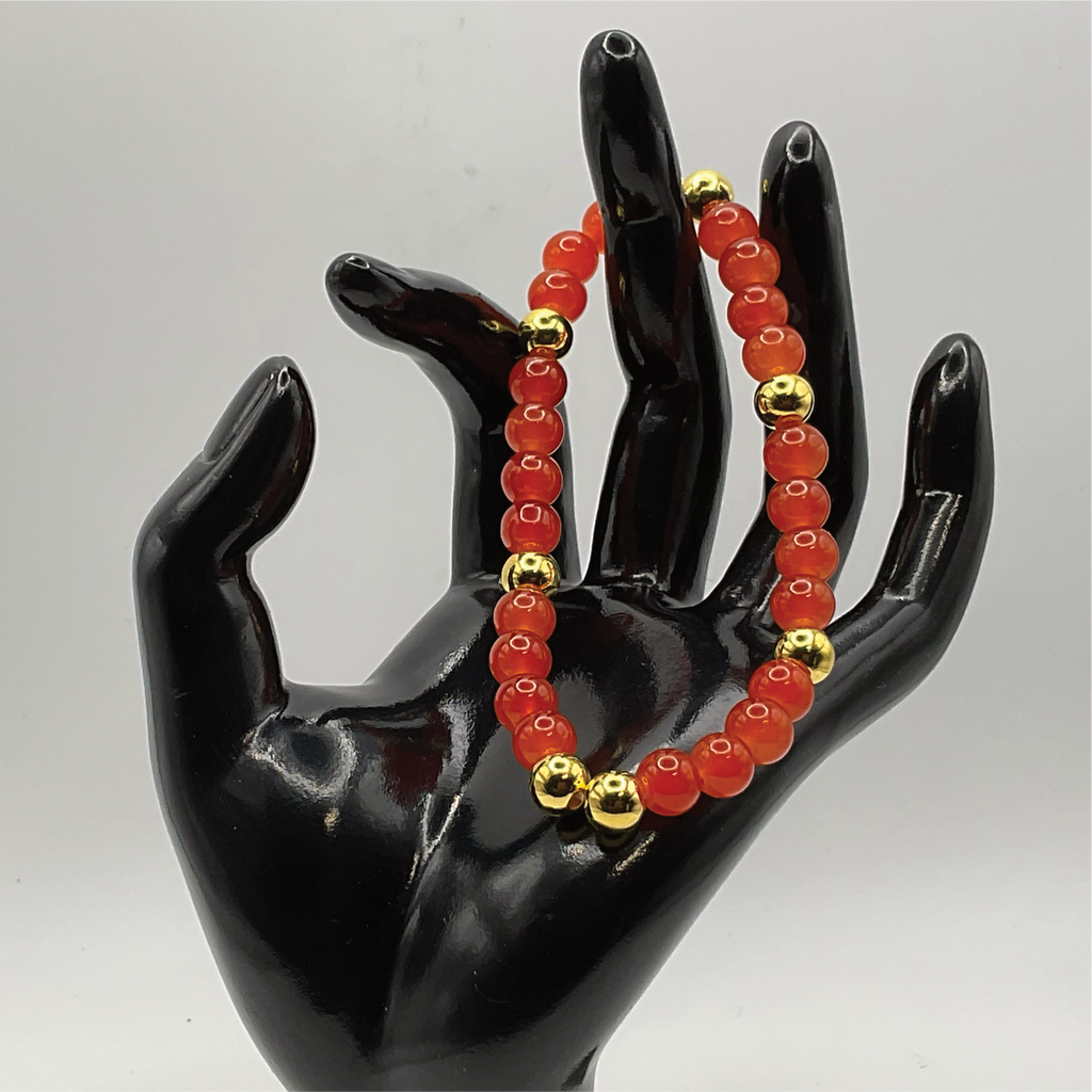 Orange Glass Bracelet with Gold Spacers
