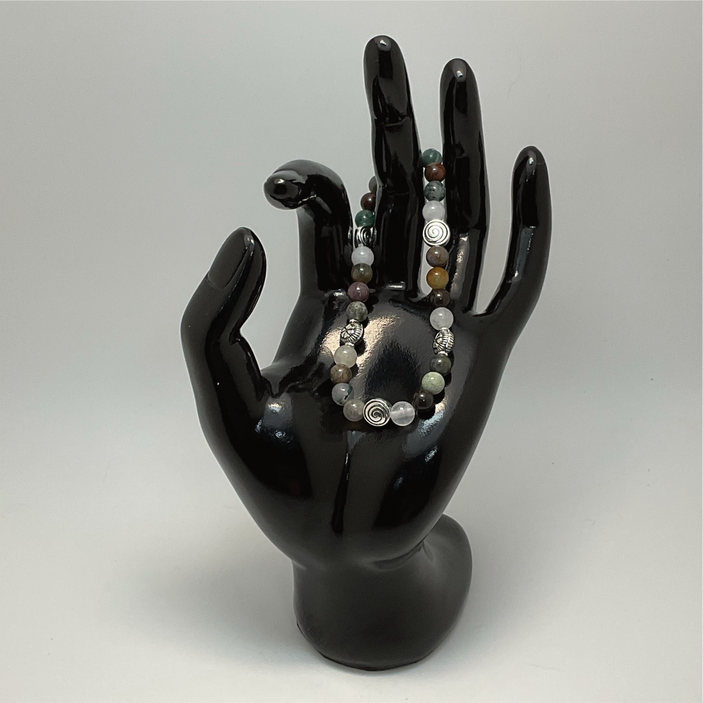 Pulsera de Ágata Oriental con Separadores de Plata
