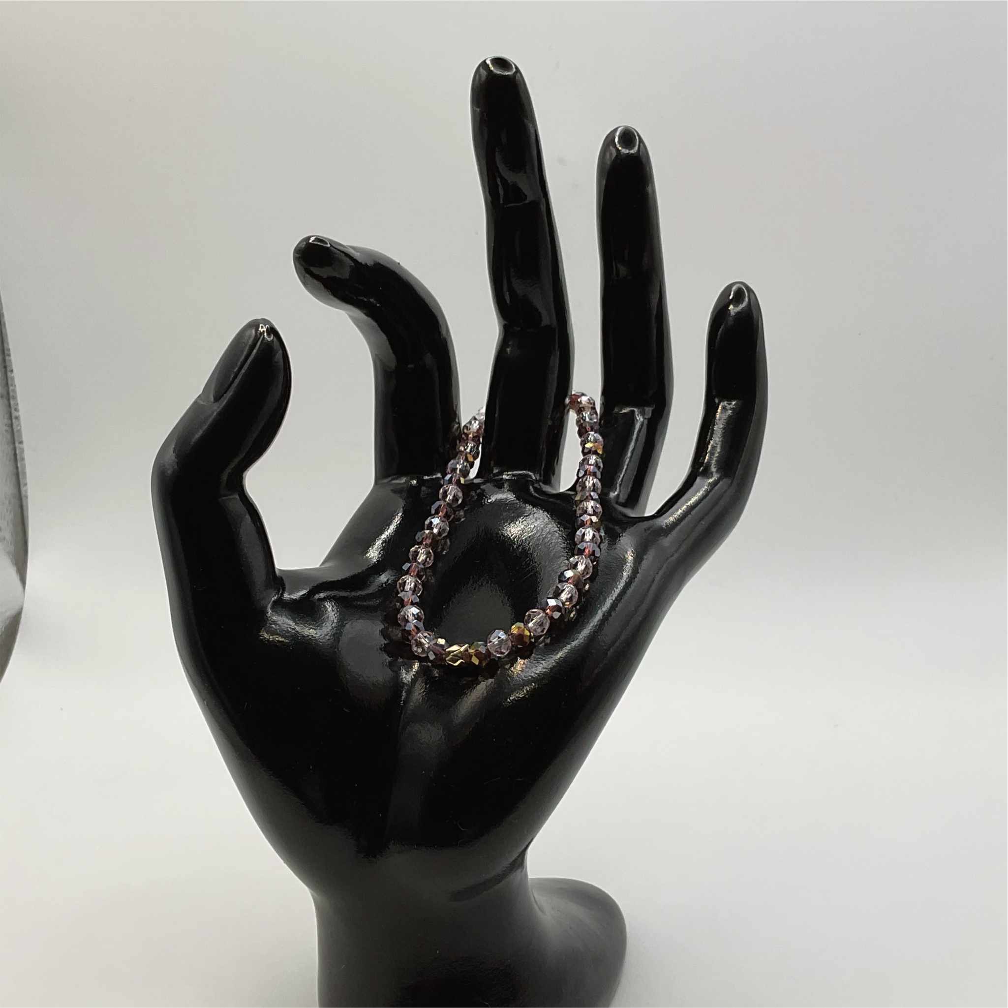 Brown Champagne Crystal Glass Bracelet with Gold Spacers