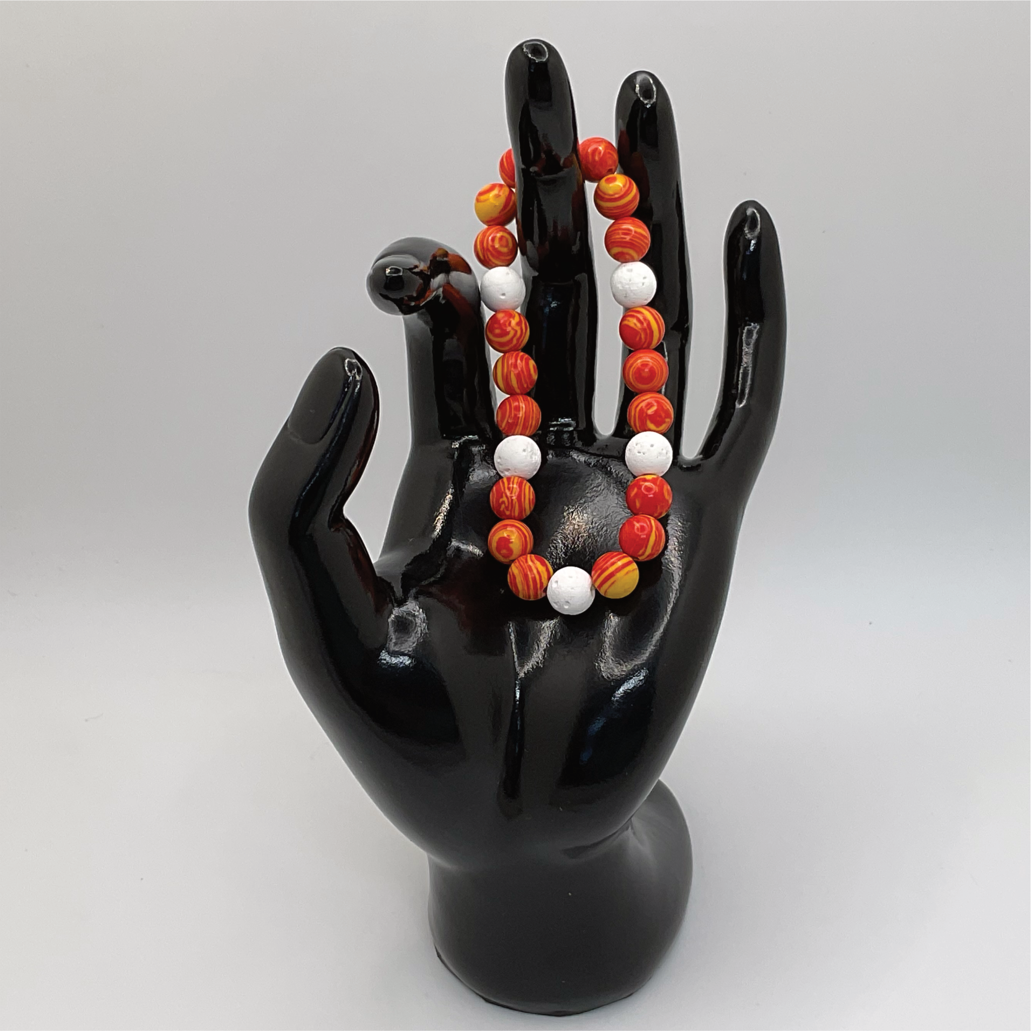 Orange Sea Glass Okenite Bracelet