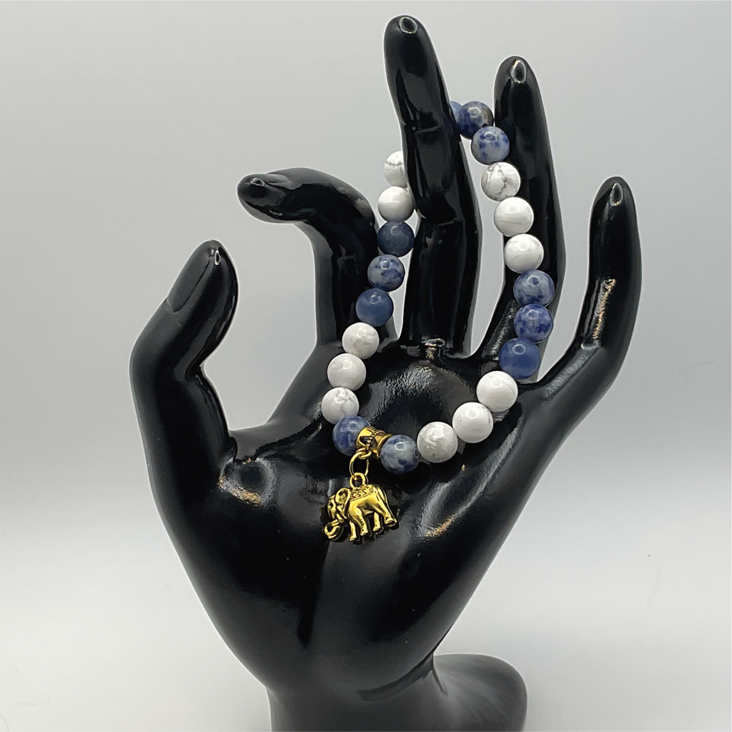 Sodalite Magnesite Elephant Charm Bracelet