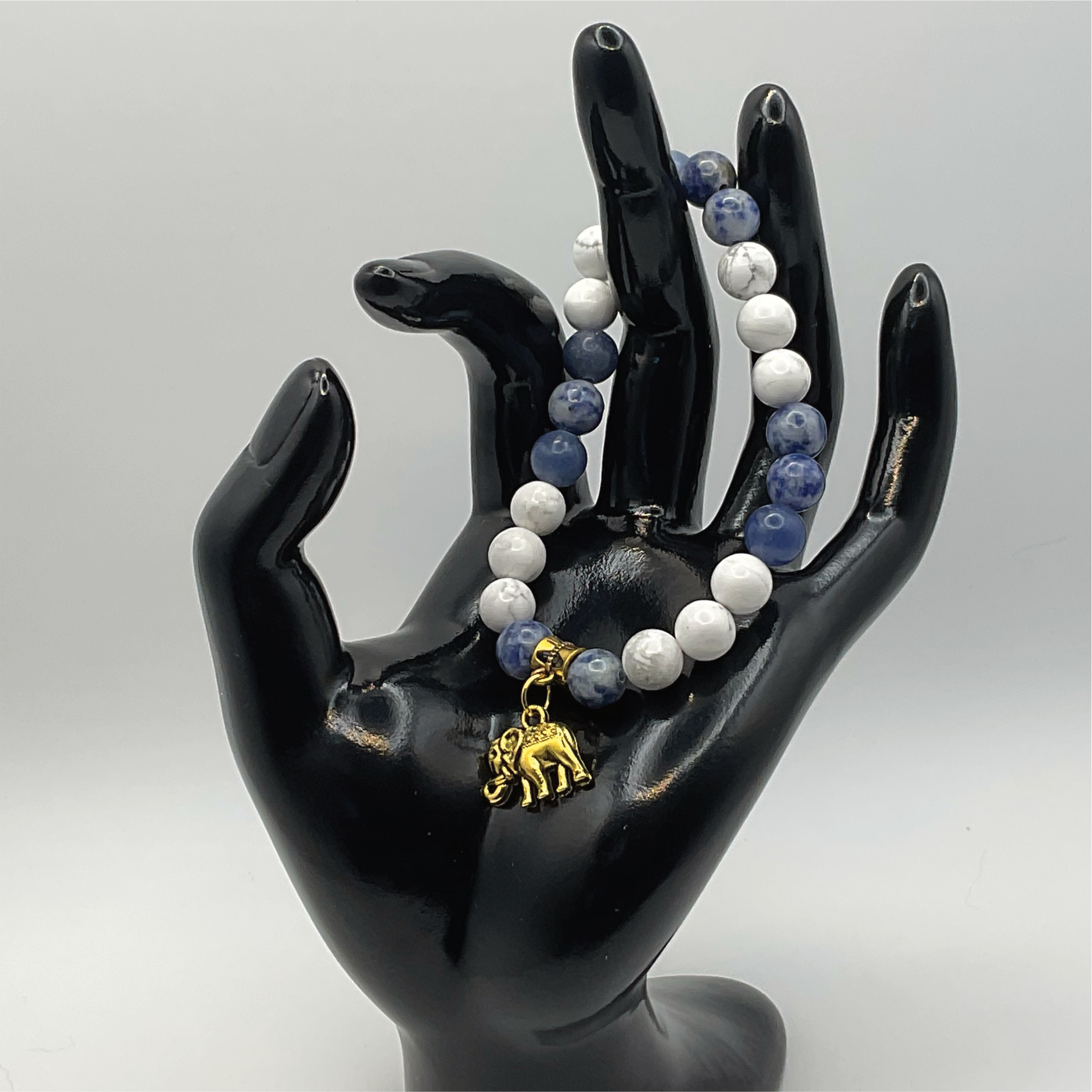 Sodalite Magnesite Elephant Charm Bracelet