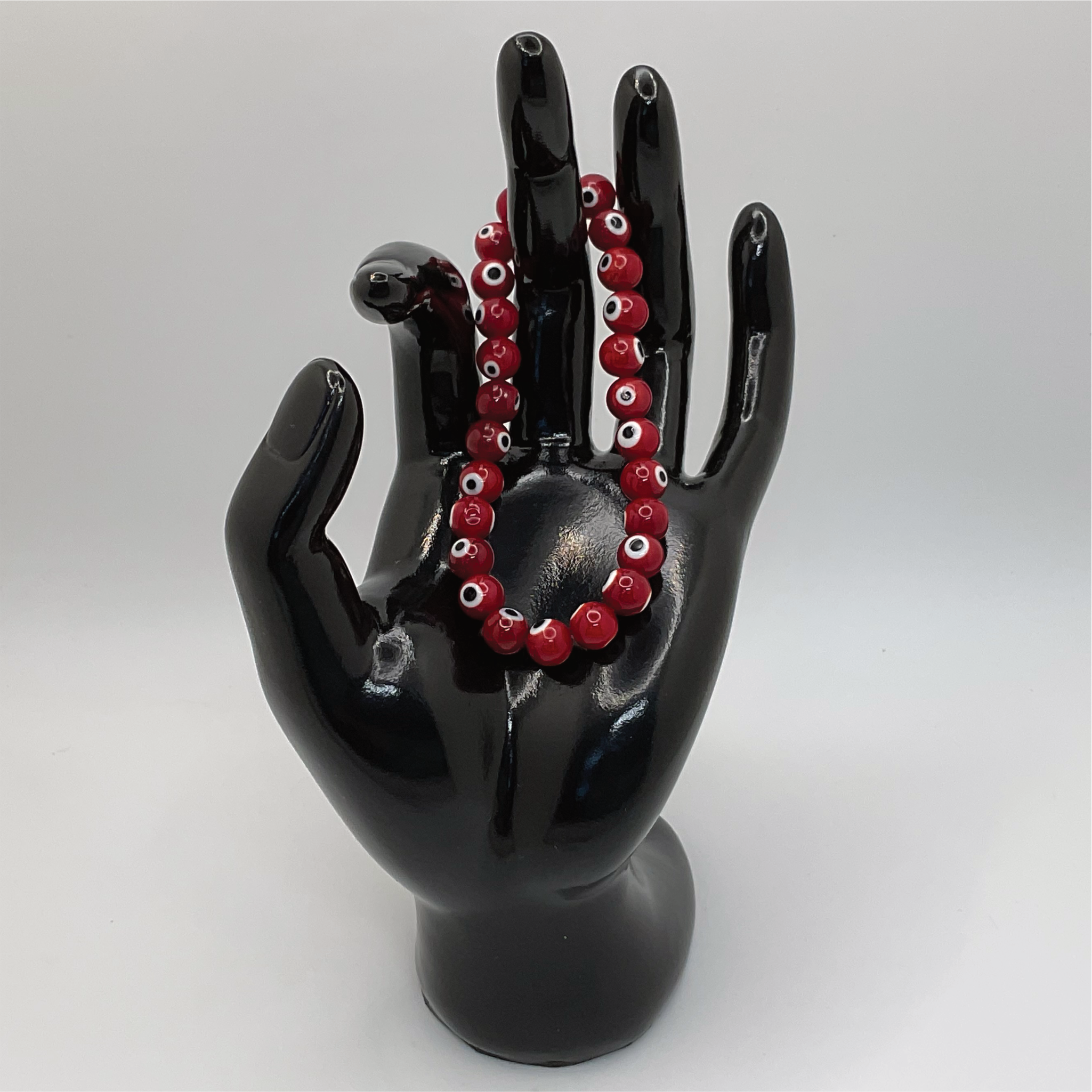 Red Sea Glass Evil Eye Bracelet