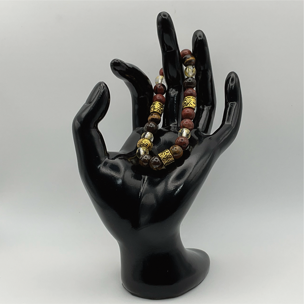 Tiger's Eye Pixiu Bracelet with Gold Spacers