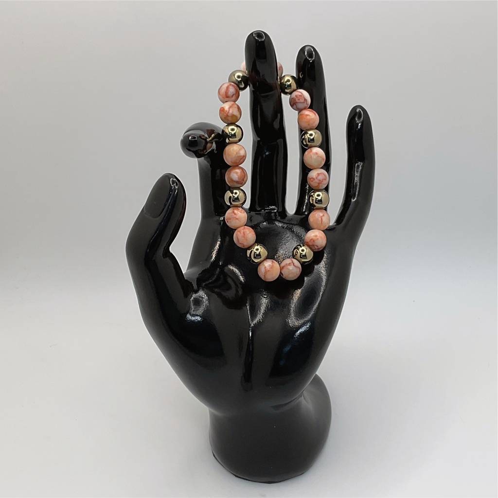 Hematite Brecciated Jasper Bracelet with Gold Spacers
