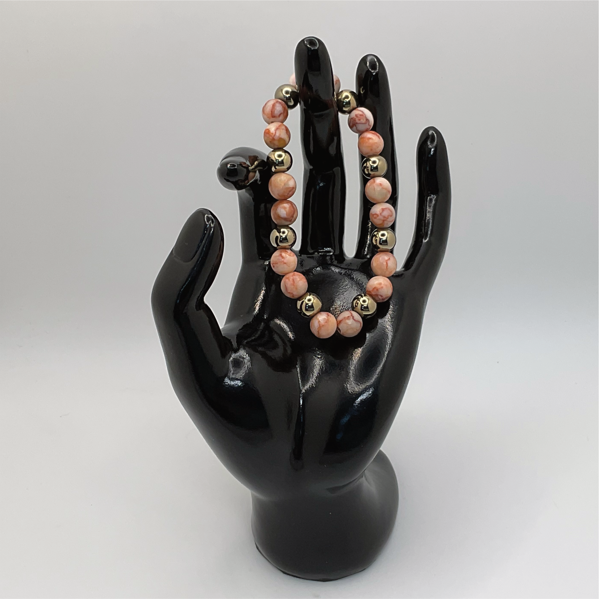 Hematite Brecciated Jasper Bracelet with Gold Spacers