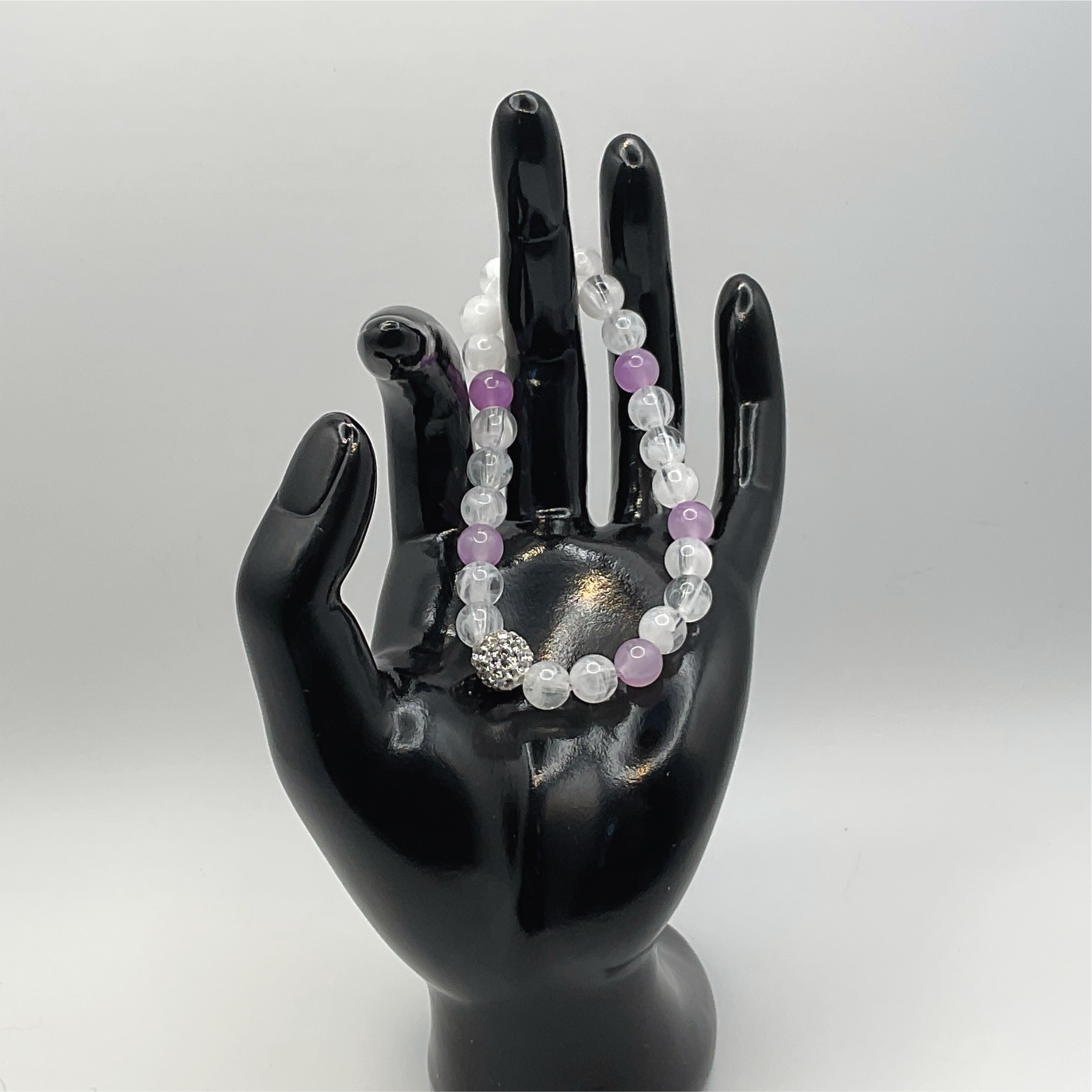 Milky Quartz Rose Quartz Bracelet with Silver Tone Spacers