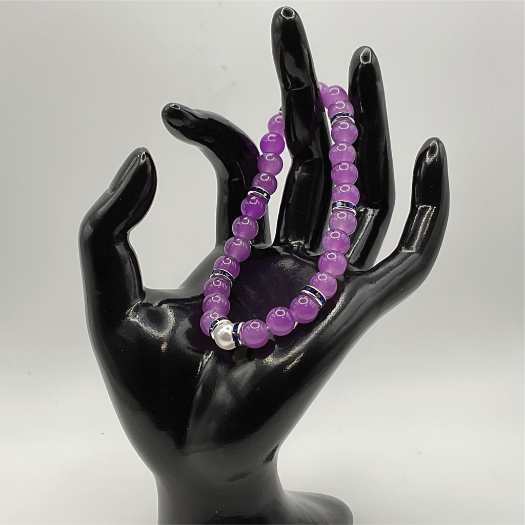 Pulsera de Cristal Perla Morada con Separadores de Cristal