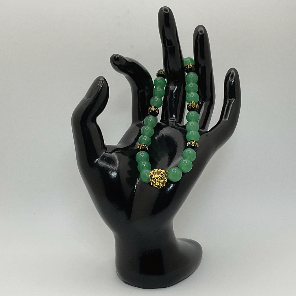 Green Chalcedony Black Agate Pixiu Lion Bracelet