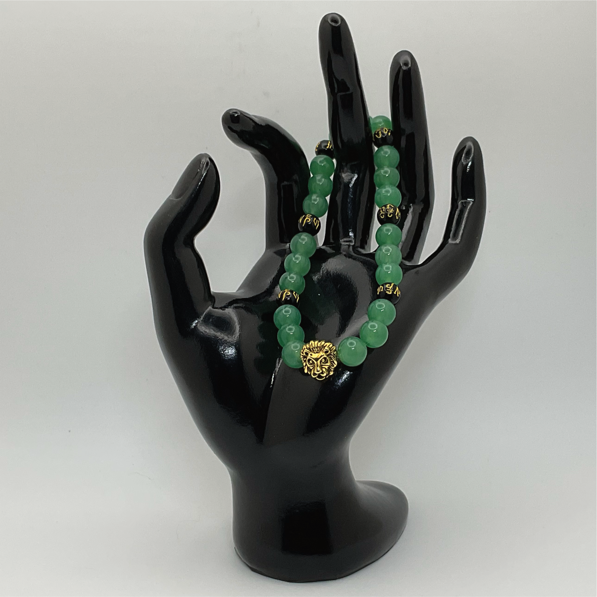 Green Chalcedony Black Agate Pixiu Lion Bracelet