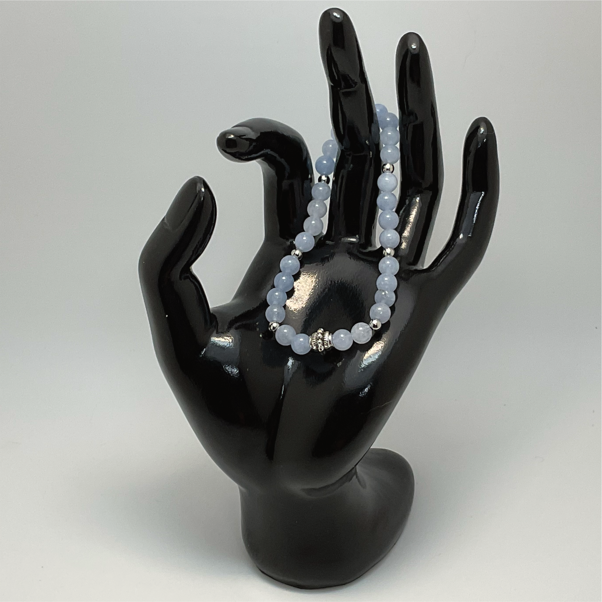 Pulsera de aguamarina con espaciadores de plata
