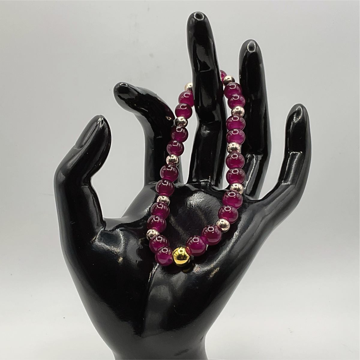 Deep Red Glass Bracelet with Gold Spacers