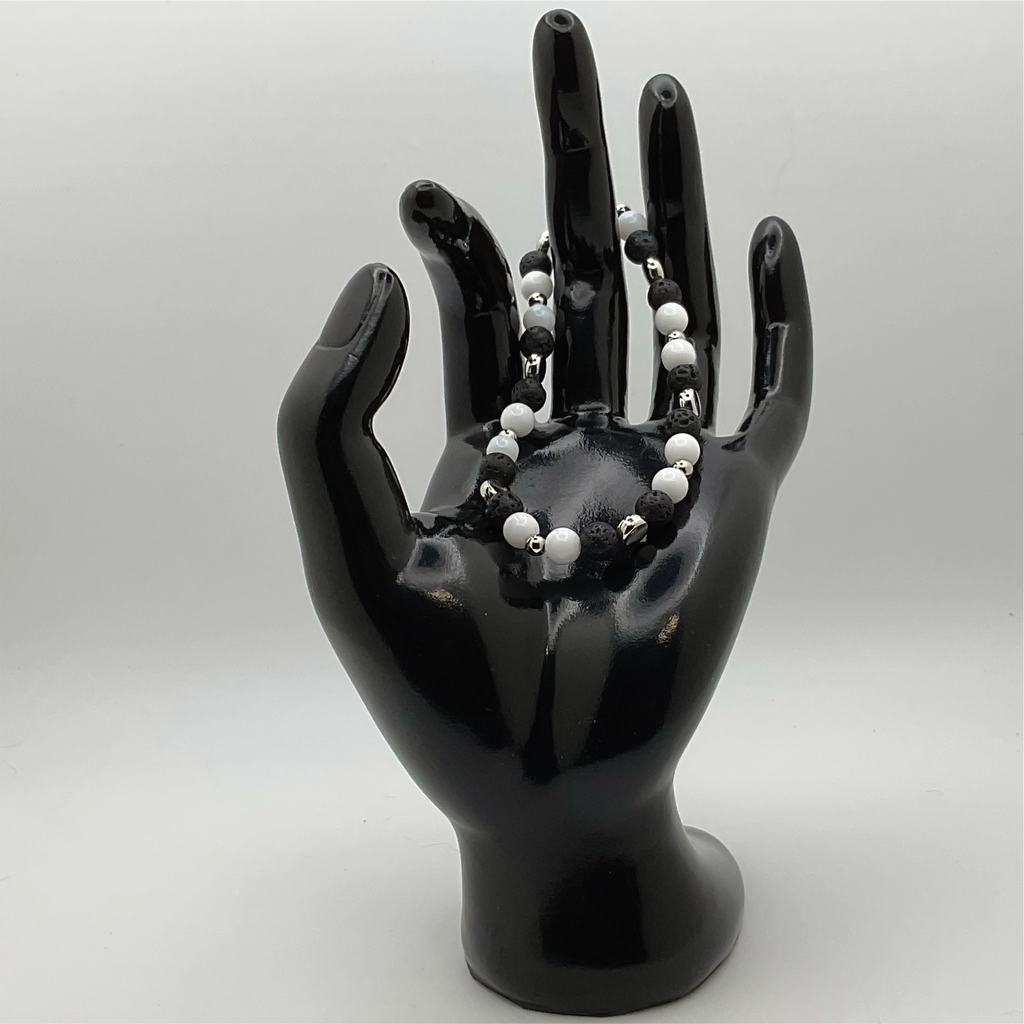 Pulsera de Magnesita Tektite con Separadores de Plata