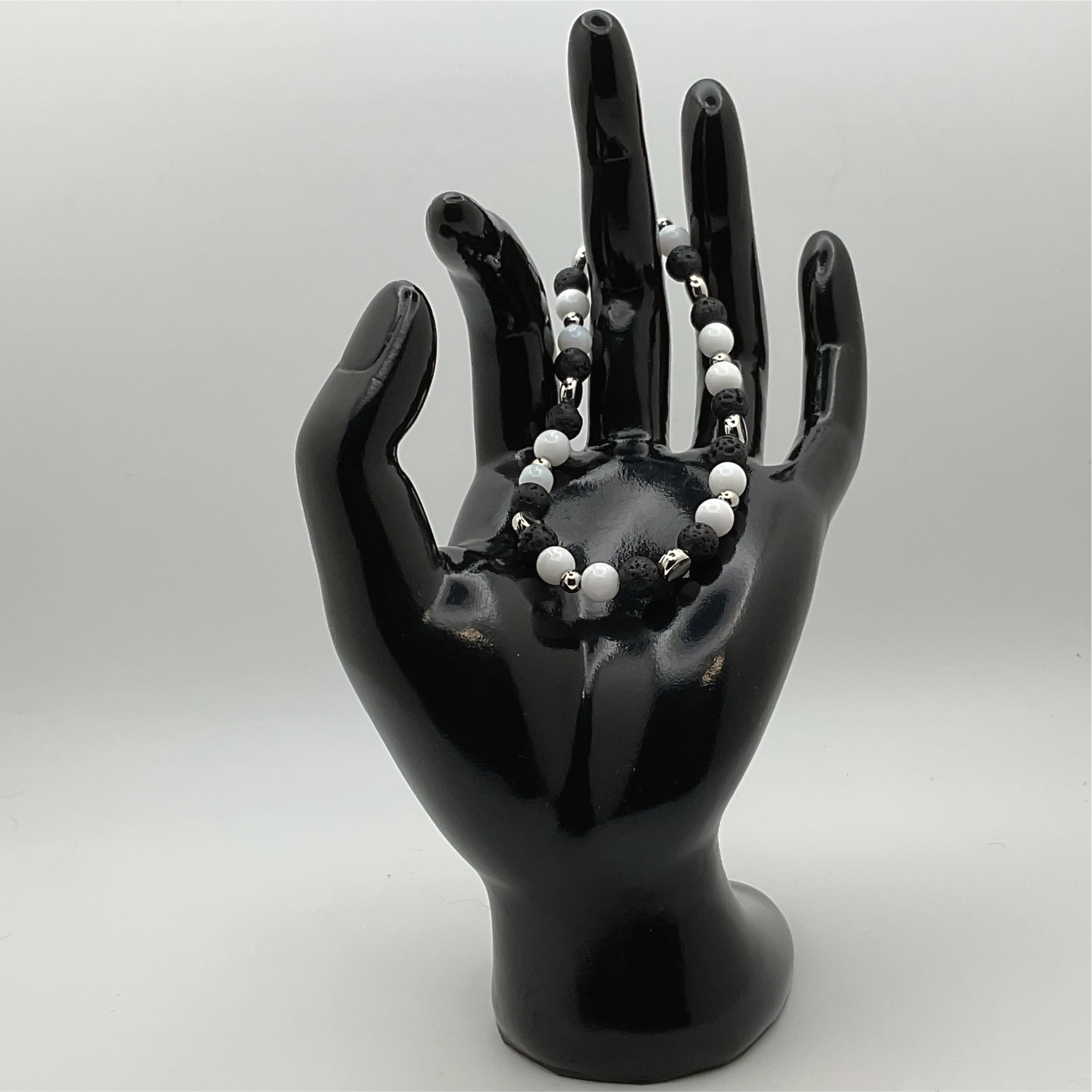 Pulsera de Magnesita Tektite con Separadores de Plata