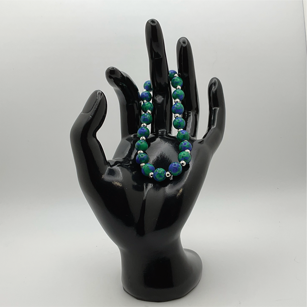 Pulsera de Azurita con Separadores de Plata
