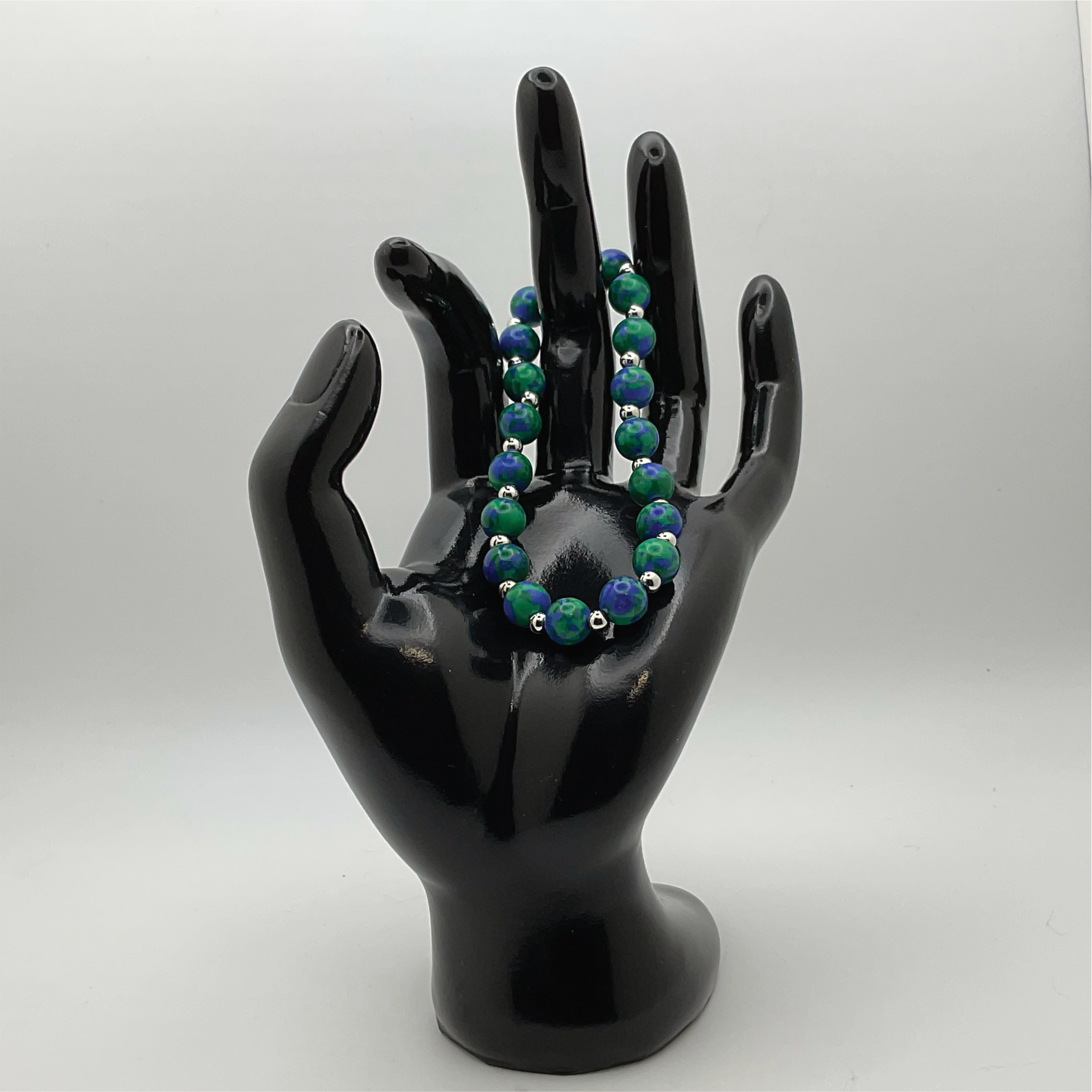 Pulsera de Azurita con Separadores de Plata