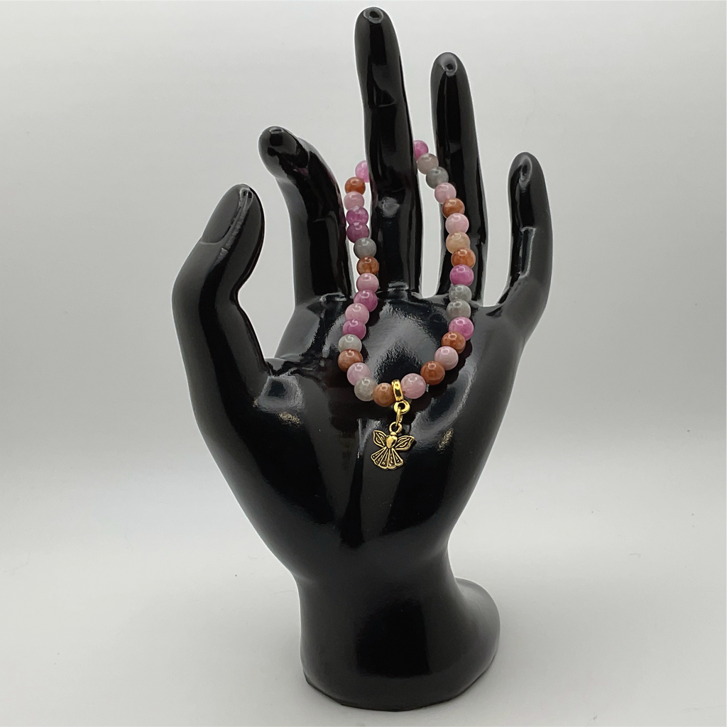 Rubelite Tourmaline Angel Charm Bracelet